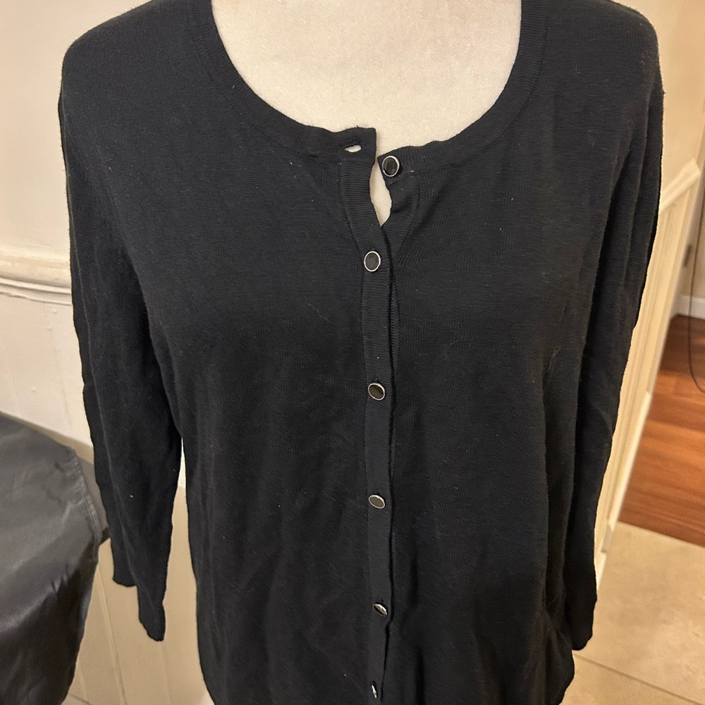 NWT 7th Avenue New York & Company Black 3/4 Sleeve Cardigan-XXL